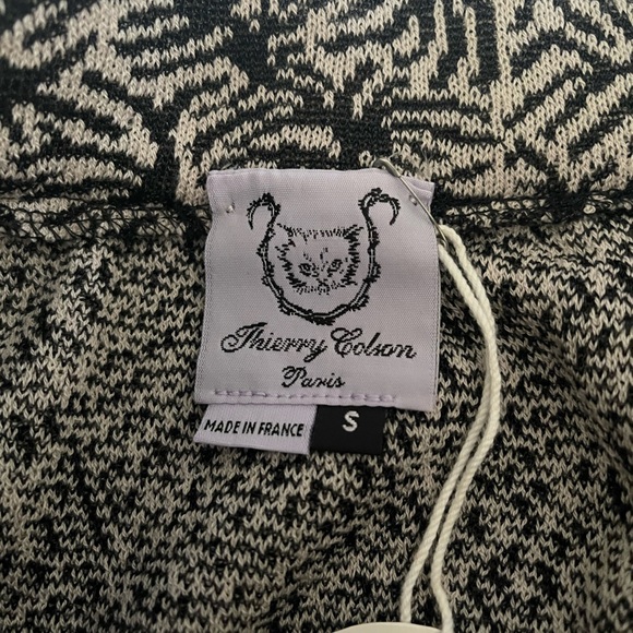 Thierry Colson Wool Mini Skirt Black Cream Pleated Size Small New - Picture 5 of 11